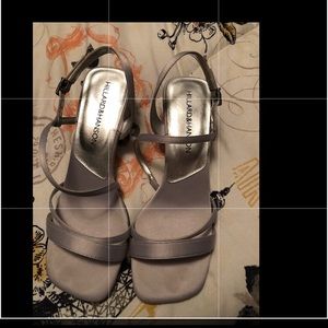 gray satin 2 inch heels